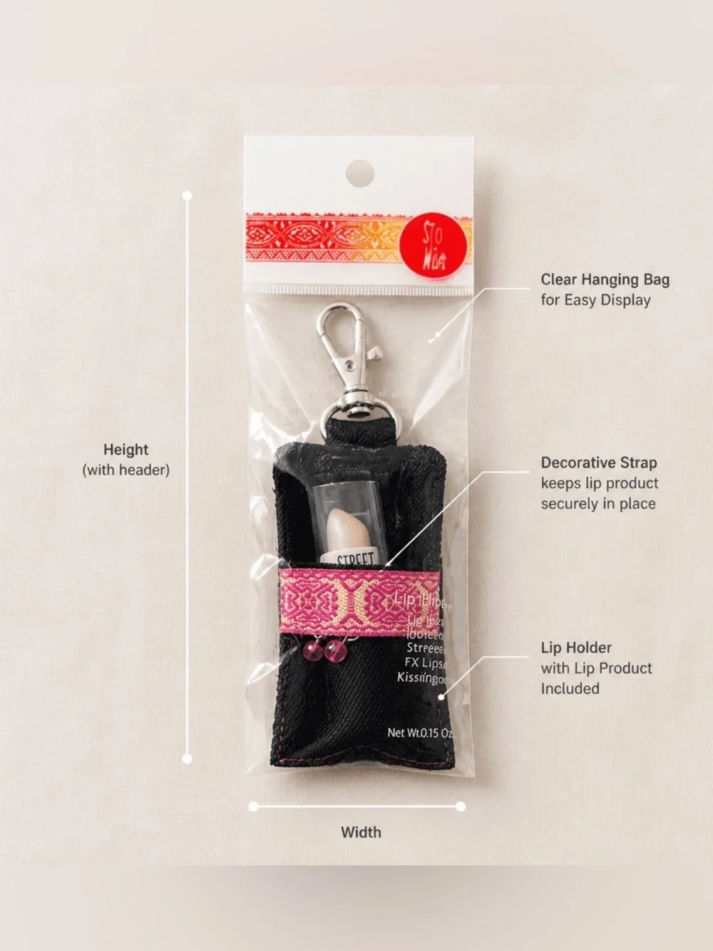 Black Lip Balm Holder with Keychain